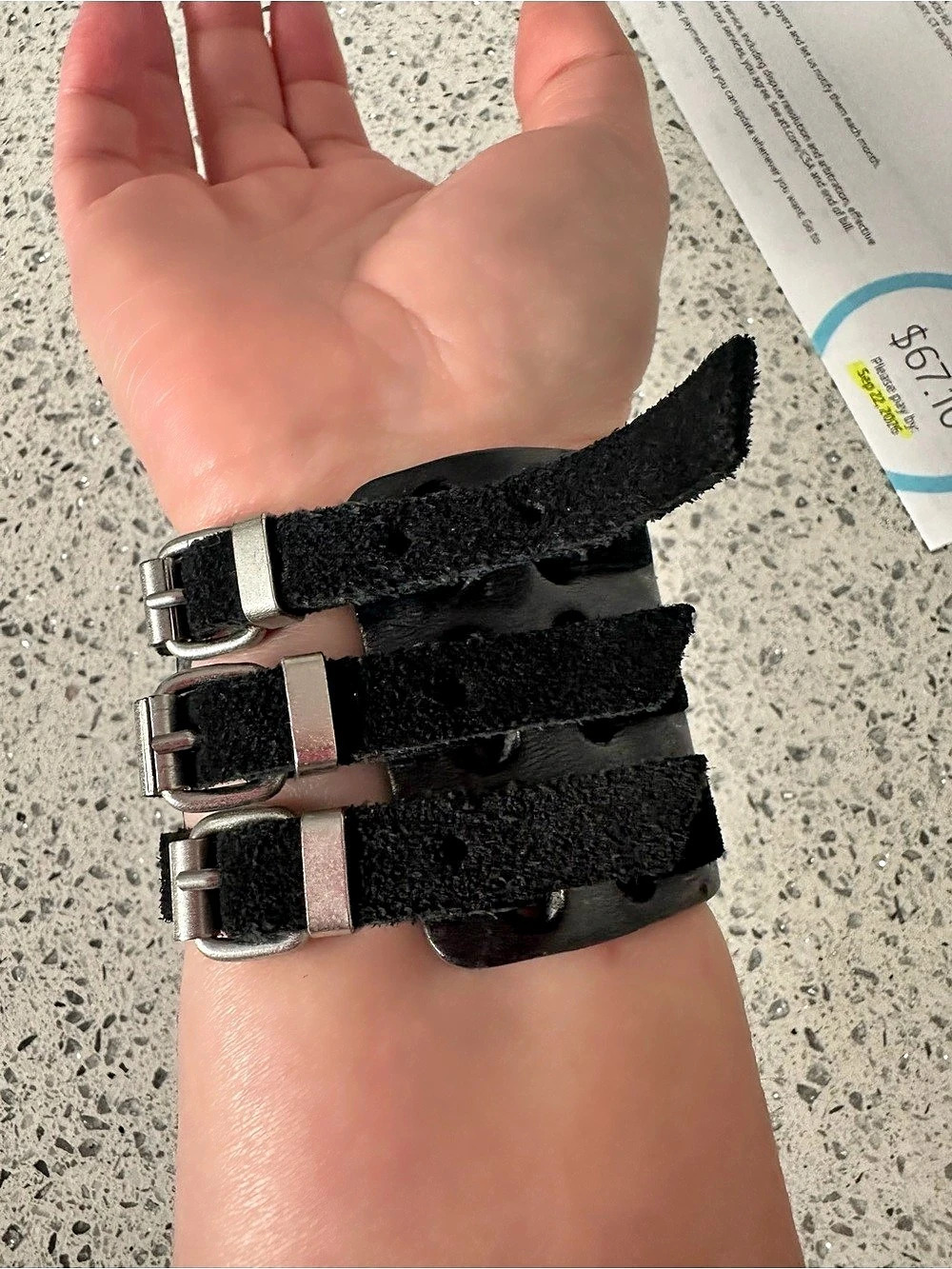 Black Triple Strap Buckle Bracelet